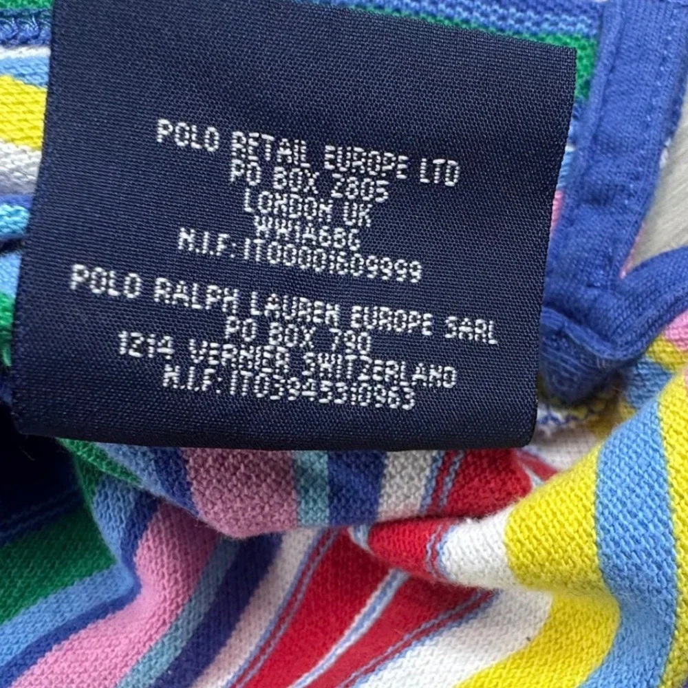 Ralph Lauren Kids‎ Sleeveless Polo Shirt Multi Color Stripe Cotton L 12/14